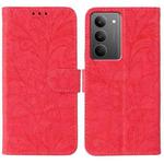 For Realme 14x Lace Flower Embossing Flip Leather Phone Case(Red)
