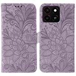 For ZTE Blade A35 Lace Flower Embossing Flip Leather Phone Case(Purple)