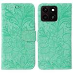 For ZTE Blade A35 Lace Flower Embossing Flip Leather Phone Case(Green)