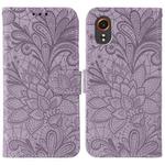For Samsung Galaxy XCover7 Lace Flower Embossing Flip Leather Phone Case(Purple)