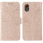 For Samsung Galaxy XCover7 Lace Flower Embossing Flip Leather Phone Case(Rose Gold)
