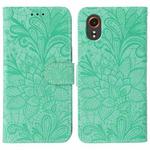 For Samsung Galaxy XCover7 Lace Flower Embossing Flip Leather Phone Case(Green)