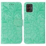 For Samsung Galaxy XCover7 Pro Lace Flower Embossing Flip Leather Phone Case(Green)