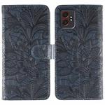 For Samsung Galaxy XCover7 Pro Lace Flower Embossing Flip Leather Phone Case(Dark Blue)
