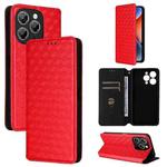 For Oukitel P1 Cubic Grid Texture Flip Leather Phone Case(Red)