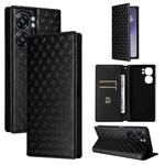 For Oukitel C58 / C58 Pro Cubic Grid Texture Flip Leather Phone Case(Black)