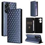 For Oukitel C58 / C58 Pro Cubic Grid Texture Flip Leather Phone Case(Blue)