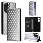 For Oukitel C58 / C58 Pro Cubic Grid Texture Flip Leather Phone Case(Silver)