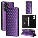 For Oukitel C58 / C58 Pro Cubic Grid Texture Flip Leather Phone Case(Purple)