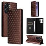 For Oukitel C58 / C58 Pro Cubic Grid Texture Flip Leather Phone Case(Brown)