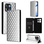 For Oukitel C57 / C57S / C57 Pro Cubic Grid Texture Flip Leather Phone Case(Silver)