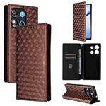 For Oukitel C57 / C57S / C57 Pro Cubic Grid Texture Flip Leather Phone Case(Brown)