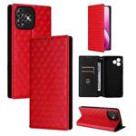 For Oukitel C53 Cubic Grid Texture Flip Leather Phone Case(Red)