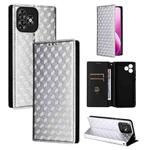 For Oukitel C53 Cubic Grid Texture Flip Leather Phone Case(Silver)