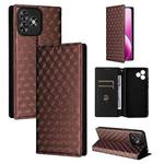 For Oukitel C53 Cubic Grid Texture Flip Leather Phone Case(Brown)