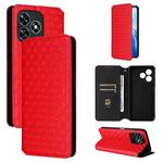For Oukitel C51 Cubic Grid Texture Flip Leather Phone Case(Red)