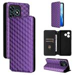 For Oukitel C51 Cubic Grid Texture Flip Leather Phone Case(Purple)
