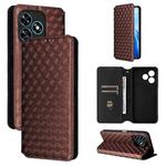 For Oukitel C51 Cubic Grid Texture Flip Leather Phone Case(Brown)