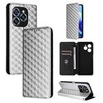 For Oukitel C50 Cubic Grid Texture Flip Leather Phone Case(Silver)