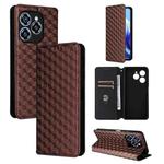For Oukitel C50 Cubic Grid Texture Flip Leather Phone Case(Brown)
