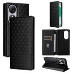For Oukitel C38 Cubic Grid Texture Flip Leather Phone Case(Black)