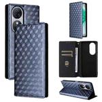 For Oukitel C38 Cubic Grid Texture Flip Leather Phone Case(Blue)