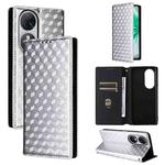 For Oukitel C38 Cubic Grid Texture Flip Leather Phone Case(Silver)