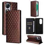 For Oukitel C38 Cubic Grid Texture Flip Leather Phone Case(Brown)