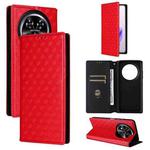 For Oukitel C37 Cubic Grid Texture Flip Leather Phone Case(Red)