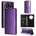 For Oukitel C37 Cubic Grid Texture Flip Leather Phone Case(Purple)