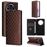 For Oukitel C37 Cubic Grid Texture Flip Leather Phone Case(Brown)