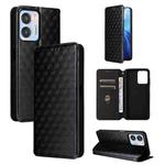 For Oukitel C35 / C36 Cubic Grid Texture Flip Leather Phone Case(Black)
