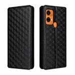 For Oukitel C33 Cubic Grid Texture Flip Leather Phone Case(Black)