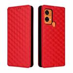 For Oukitel C33 Cubic Grid Texture Flip Leather Phone Case(Red)