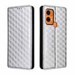For Oukitel C33 Cubic Grid Texture Flip Leather Phone Case(Silver)