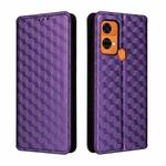 For Oukitel C33 Cubic Grid Texture Flip Leather Phone Case(Purple)