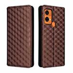 For Oukitel C33 Cubic Grid Texture Flip Leather Phone Case(Brown)