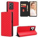 For Oukitel C32 Cubic Grid Texture Flip Leather Phone Case(Red)