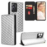 For Oukitel C32 Cubic Grid Texture Flip Leather Phone Case(Silver)