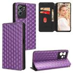For Oukitel C32 Cubic Grid Texture Flip Leather Phone Case(Purple)