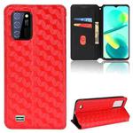 For Oukitel C25 Cubic Grid Texture Flip Leather Phone Case(Red)