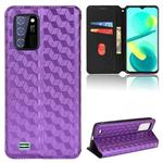 For Oukitel C25 Cubic Grid Texture Flip Leather Phone Case(Purple)