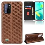 For Oukitel C25 Cubic Grid Texture Flip Leather Phone Case(Brown)