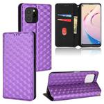 For Oukitel C21 Pro Cubic Grid Texture Flip Leather Phone Case(Purple)
