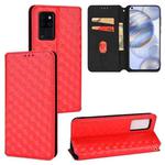 For Oukitel C21 Cubic Grid Texture Flip Leather Phone Case(Red)
