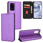 For Oukitel C21 Cubic Grid Texture Flip Leather Phone Case(Purple)
