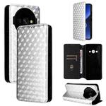 For Oukitel C59 / C59 Pro Cubic Grid Texture Flip Leather Phone Case(Silver)