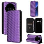 For Oukitel C59 / C59 Pro Cubic Grid Texture Flip Leather Phone Case(Purple)