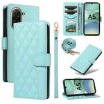 For Redmi A5 4G 173.3mm Three Card Slot Diamond Grid  Leather Phone Case with Long / Short Straps(Green)