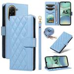 For Redmi A5 4G 173.3mm Three Card Slot Diamond Grid  Leather Phone Case with Long / Short Straps(Blue)